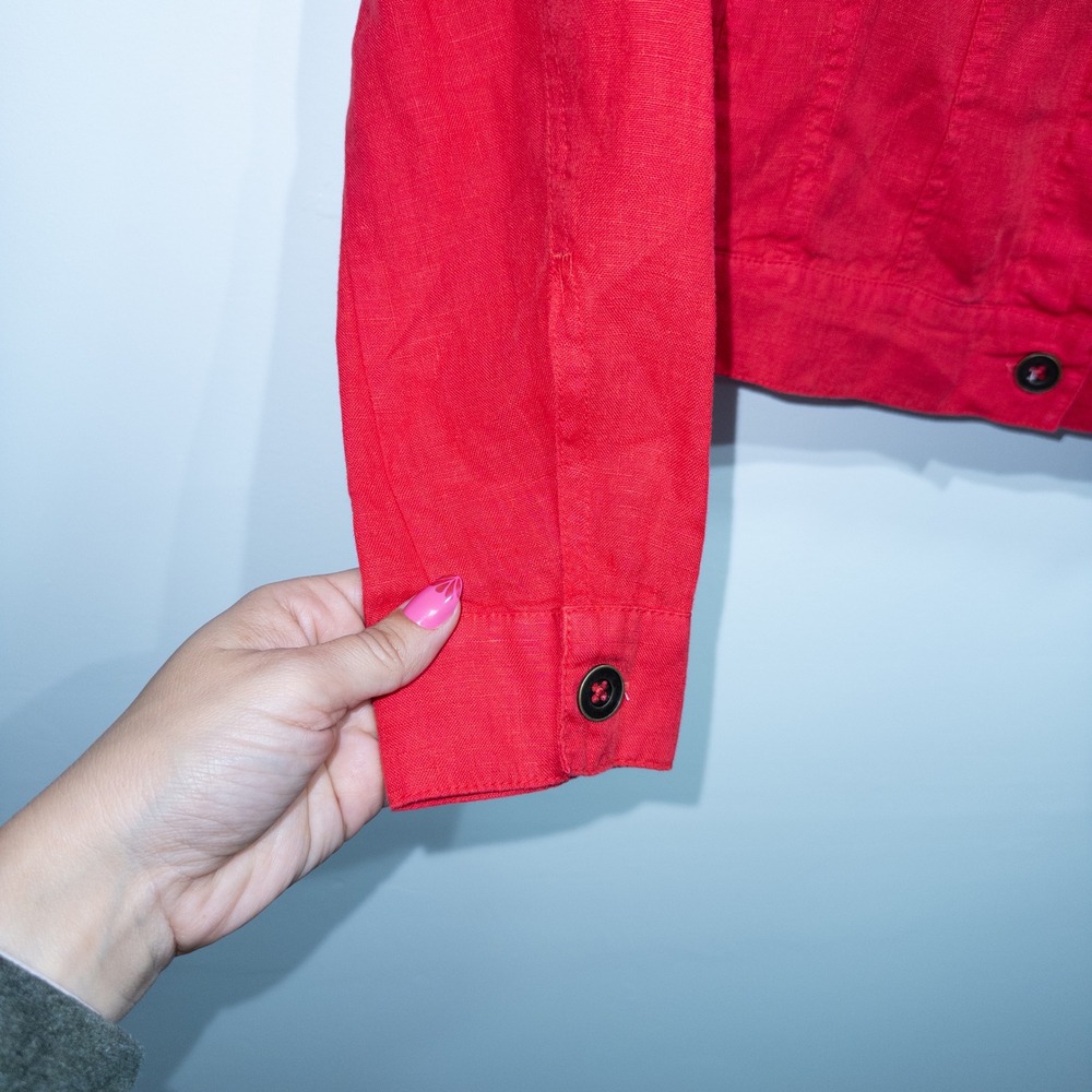Michael Stars Red Linen Button Down Jean Jacket Small NWT - Picture 6 of 10